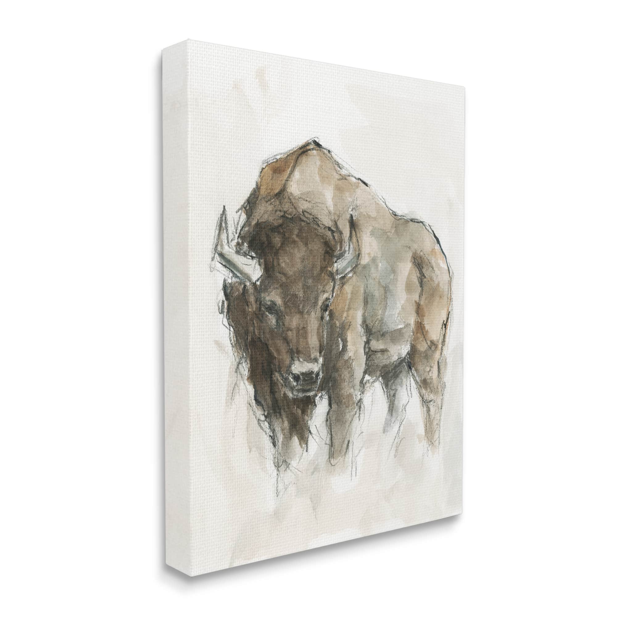 Stupell Industries Western American Buffalo Brown Country Animal Canvas Wall Art